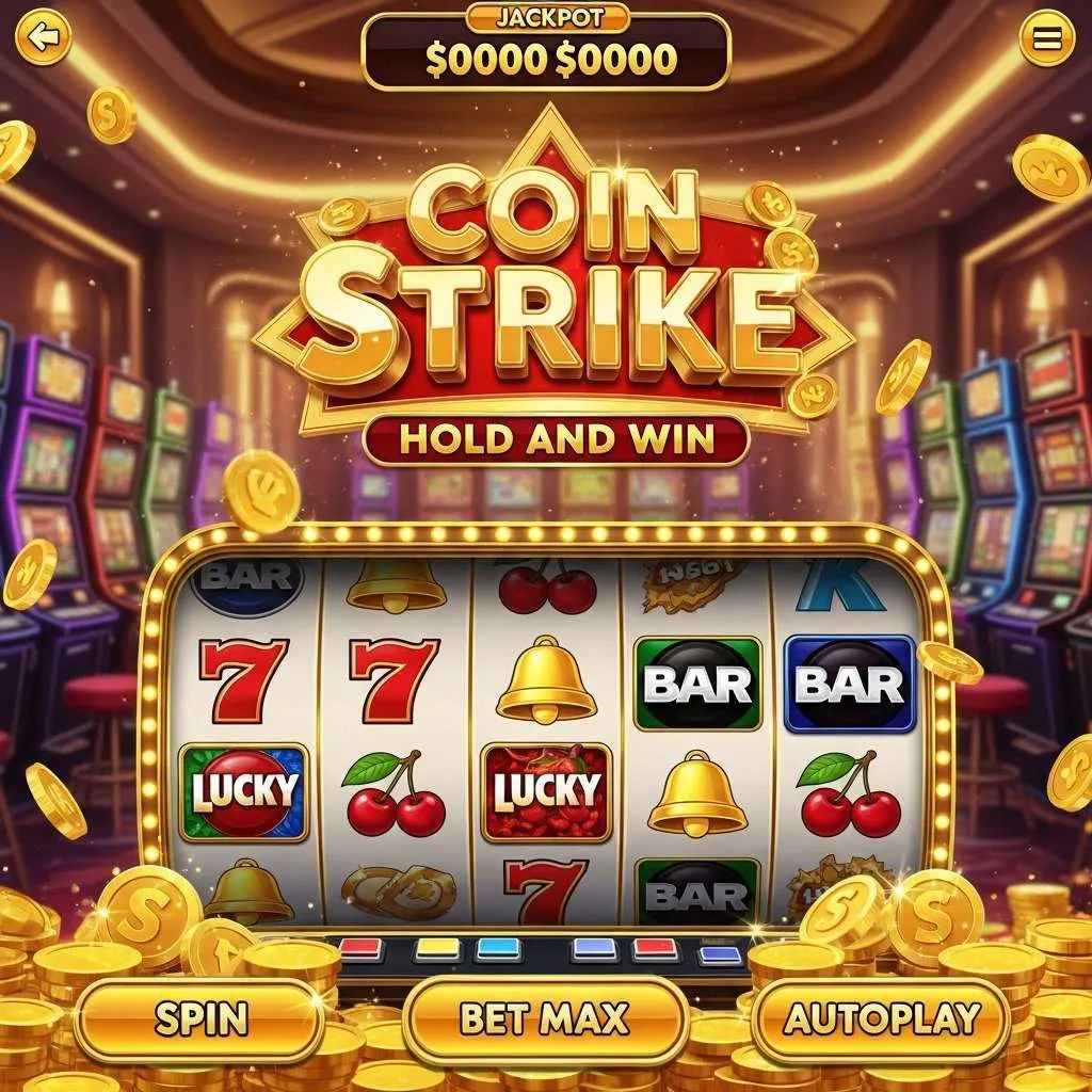 Coin Strike: Hold and Win Coin Strike Hold and Win výherní automat s válci a zlatými mincemi