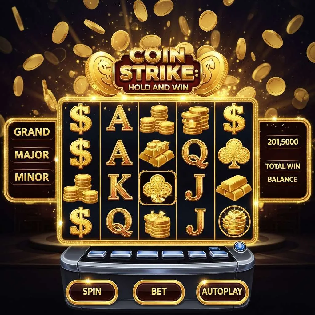 Coin Strike: Hold and Win Hrací automat Coin Strike s padajícími zlatými mincemi