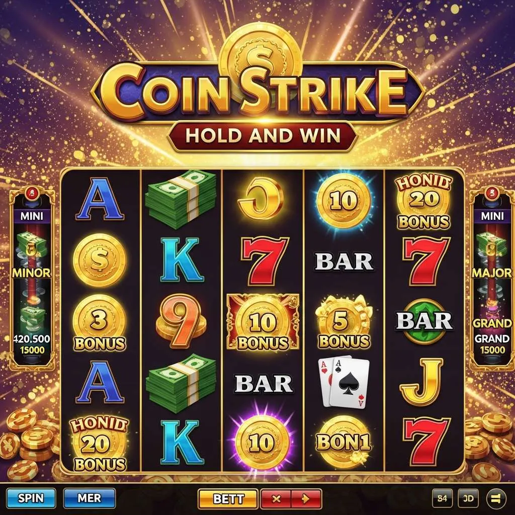 Coin Strike: Hold and Win Automatová hra Coin Strike s peněžními symboly a jackpoty
